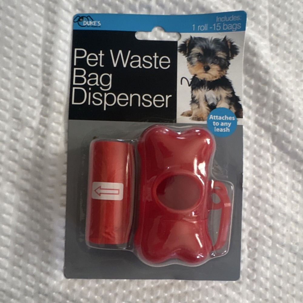 Duke's Pet Waste Bag Dispenser Attaches to Any Leash with 1 Roll (15 Bags)